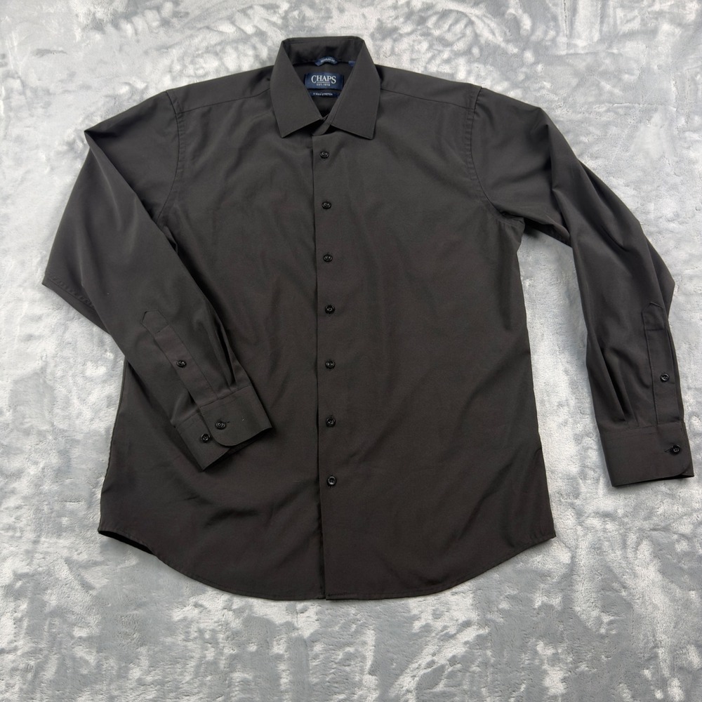 Chaps Mens Regular Fit 4 Way Stretch Long Sleeve Button Down Shirt Black S 14